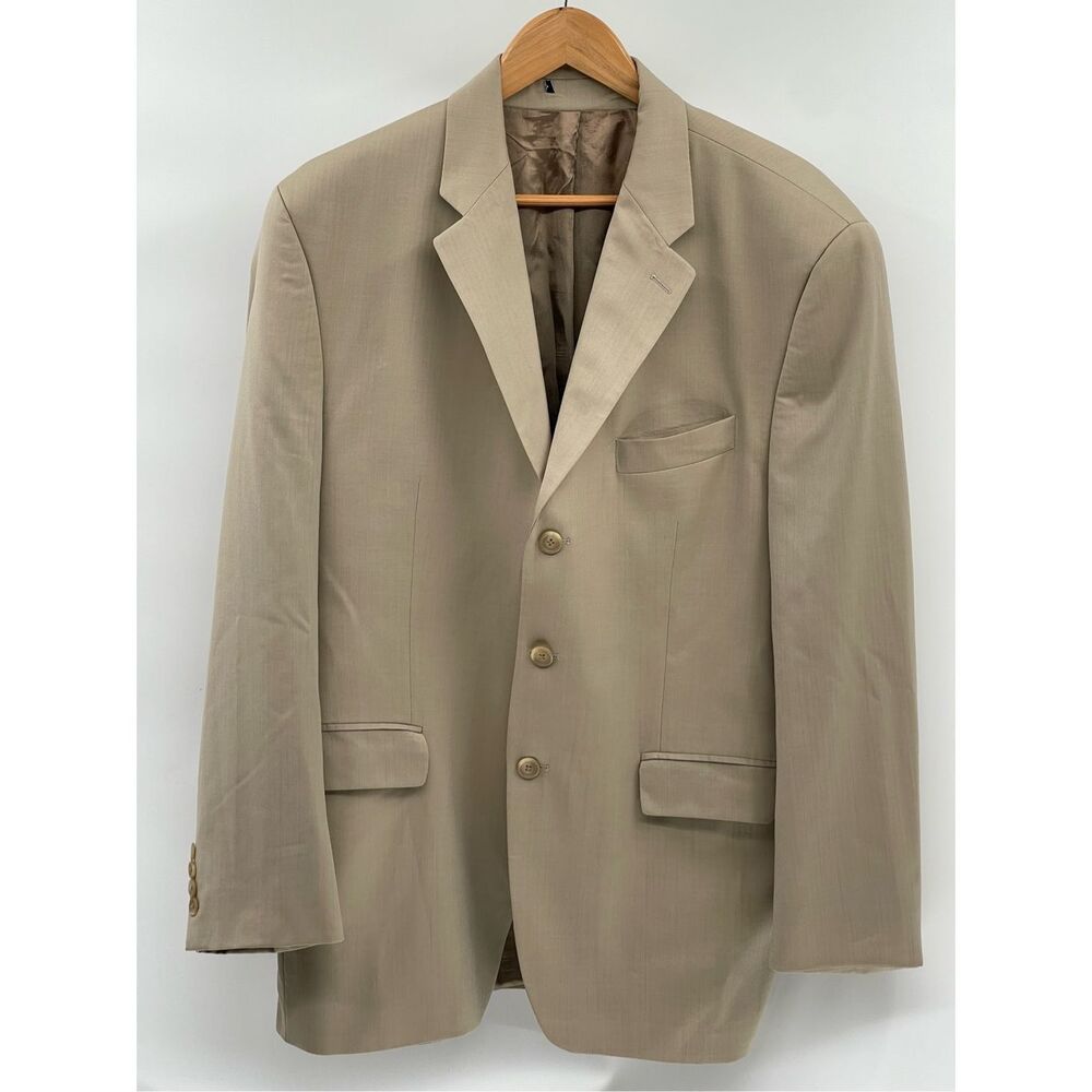 Chaps Ralph Lauren Blazer Sport Coat Men Size 44R Tan Beige Suit Jacket